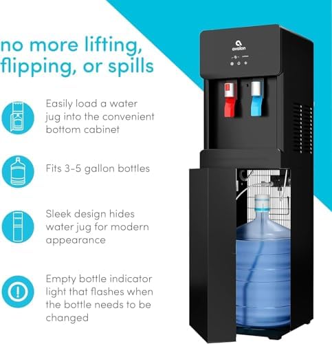Avalon A6BLWTRCLRBLK Touchless Bottom Loading Cooler Dispenser-Hot & Cold Water, Child Safety Lock, Innovative Slim Design