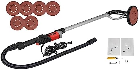 800W Drywall Sander Commercial Electric Sander with 6 Pcs Sanding Pads Discs Adjustable Variable Speed 1000-2000 RPM Wall Sander with Extendable