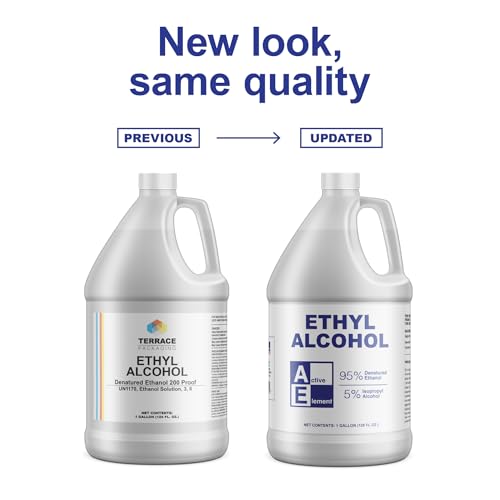Ethyl Alcohol (Ethanol) 95% Denatured – 1 Gallon – High Purity Multi-Use Solvent – Lab, Electronics