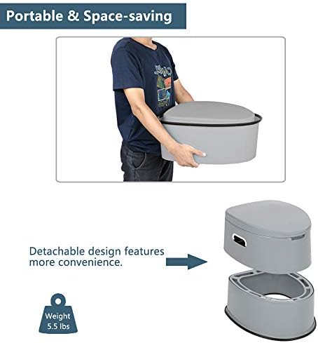 VINGLI Portable Toilet | Indoor Outdoor Commode w/Detachable Inner Bucket & Removable Paper Holder, Lightweight & Compact for Camping, Boat, Van