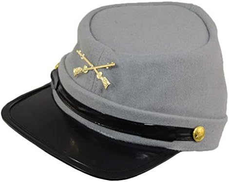 100% Wool Men's Civil War Replica Kepi Hat Grey Medium