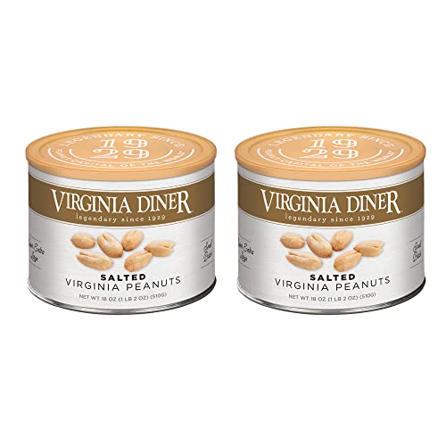 Virginia Diner Salted Virginia Peanuts - XL Gourmet Peanuts Non-GMO, Preservative Free Gifts from Virginia Since 1929-18 Oz Can