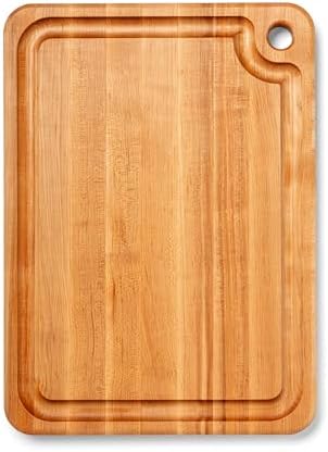John Boos Prestige Series Rectangular Wooden Maple Cutting Board 16”x10” – 1.25” Thick, 6-lb Reversible Butcher Block with Juice Groove, Edge-Grain & Finger Grip Hole – Made in the USA | 1.25” Thick, 6-lb Butcher Block with Juice Groove, Edge-Grain & Fin…