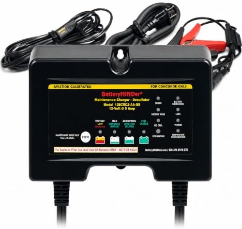 128CEC2-AA-S5 12V 8A Aviation Battery Charger | Calibrated for Concorde Batteries | Aircraft Battery Maintainer & Desulfator