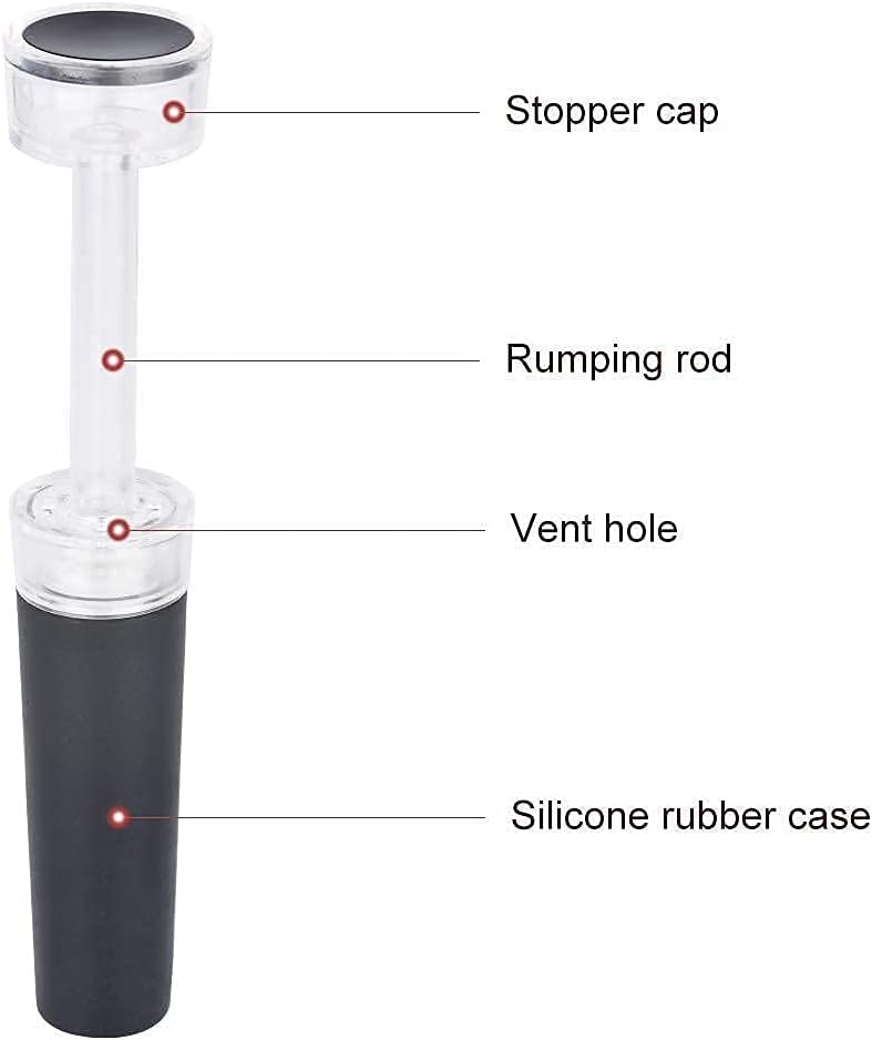 6 Pack Vacuum Wine Stopper, Reusable Silicone Caps, Air Remover Corks, Leakproof Wine Bottle Sealer for Wedding & Birthday Party