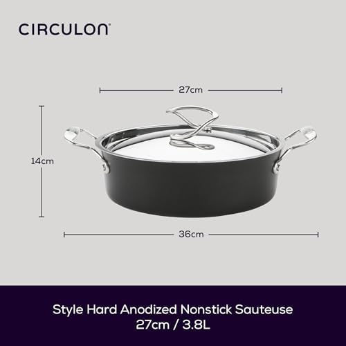 Circulon Style Hard Anodised Sauteuse, 24cm/2.8L