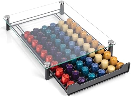 RECAPS Coffee Pod Holder Storage Small Pod Drawer Pods Holder | Compatible with Nespresso Original Line Coffee Pods Kitchen Organizer Holds 60