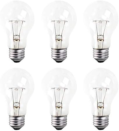 Xtricity A19 Clear Incandescent Rough Service Light Bulb, 100 Watt, 2700K Soft White, E26 Medium Base, 1020 Lumens, 130V (6 Pack)
