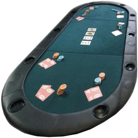 Foldable Poker Table Top - Water-Resistant Folding Mat with Cupholders and Padded Edges - Seats up to 10 People by Trademark Poker (Green)