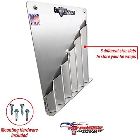 Pit Posse 544 Aluminum Zip Tie Cable Storage Holder Rack - Made in USA - Enclosed Race Trailer Shop Garage Fastener Storage Organizer Wall Mount