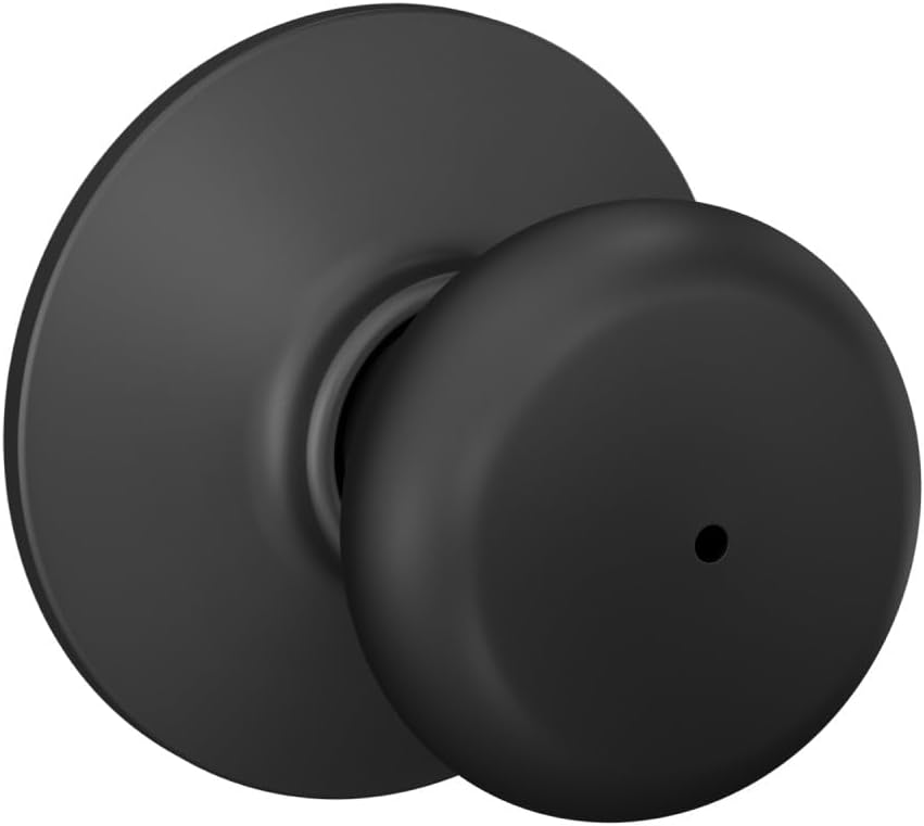 Schlage Plymouth Bed/Bath Privacy Door Knob with Lock, Satin Nickel | Interior bedroom or bathroom door knob with push button lock, Easy to install, Certified durability, Universal fit