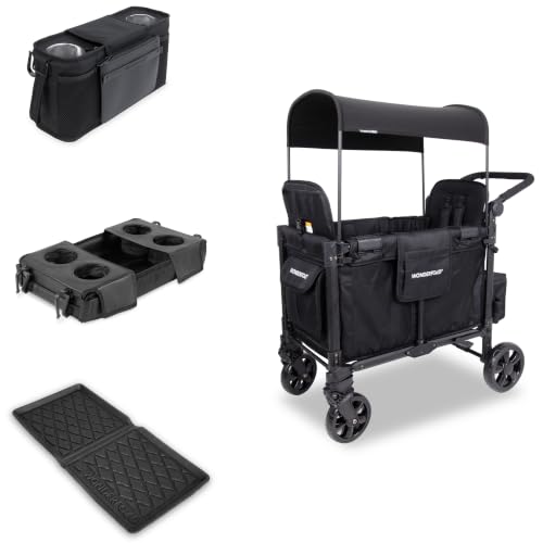 WonderFold W2 Stroller Wagon, Steel Frame, 2 Seater, Black
