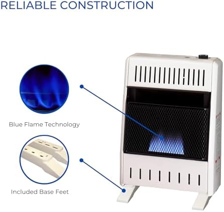 ProCom Heating Natural Gas Ventless Blue Flame Heater With Base Feet - 10,000 BTU, Manual Control - Model# MN100HBA-B