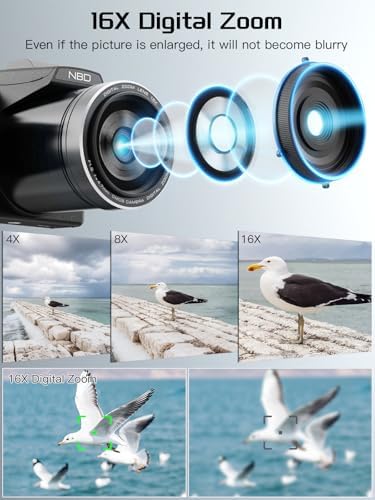 64MP 8K Cameras for Photography with 2.8" Flip Screen & Hot Shoe, 16X Zoom, WiFi, Autofocus – Vlogging Camera for YouTube