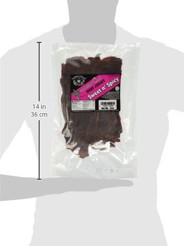 Buffalo Bills 18 Oz Sweet & Spicy Western Cut Beef Jerky, 15 Slabs Per Bag | USDA Inspected, Thin-Sliced, A Little Dry, 100% US Beef , 8" X 4" Slabs, Western-Style Jerky,Protein-Rich Meat Snacks