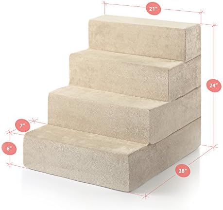 ZINUS Foam 13 Inch 2-Step Step Pet Stairs / Pet Ramp for Cats and Dogs, Extra Small, Beige