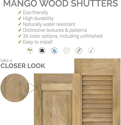 17 1/2"W x 48"H Americraft Five Board (2 Batten) Exterior Real Wood Joined Board-n-Batten Shutters w/Z-Bar (Per Pair), Unfinished
