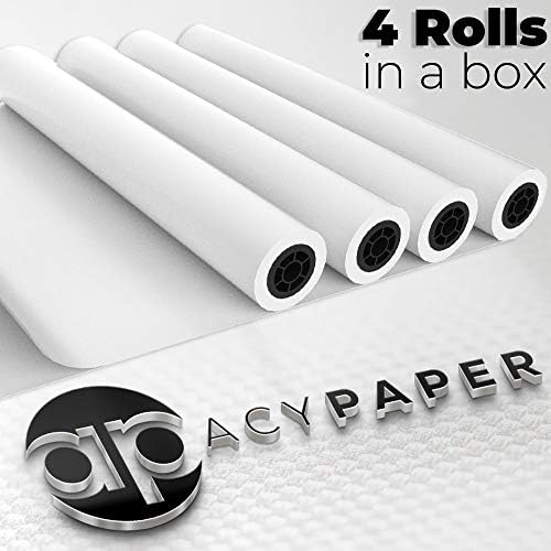 ACYPAPER Plotter Paper 24 x 150, CAD Paper Rolls, 20 lb. Bond Paper on 2" Core for CAD Printing on Wide Format Ink Jet Printers