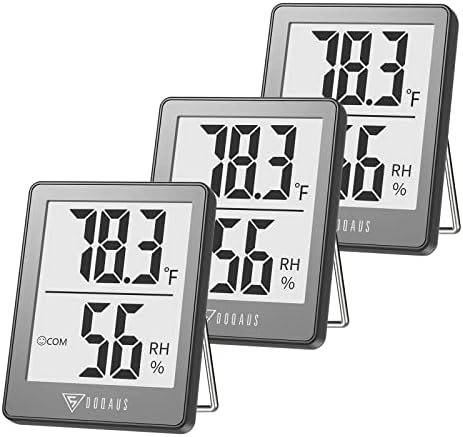 DOQAUS 3 Pack Digital Hygrometer Indoor Thermometer Humidity Monitor Black