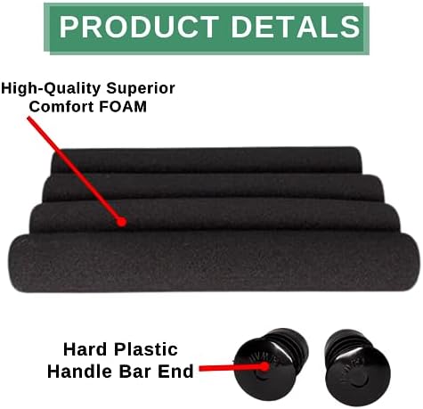 Ultracycle's Cruiser & Road Foam Grips - Soft and Cushy Design, High-Density Foam Rubber, 4-Piece Kit