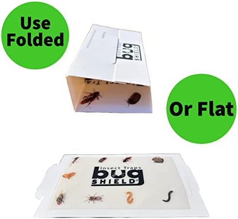 Bug Shield Sticky Glue Traps 72 Glue Boards, All Types of Incets, Spiders, Cockroaches, Ants, Cave Crickets, and More. Professional Strength Glue.