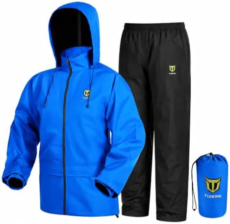 TIDEWE Rain Suit for Men, Waterproof Lightweight 2-Piece Rain Gear