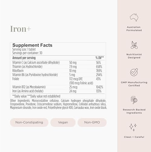 JSHealth Iron Supplement with Vitamin C. Ferrochel Iron Supports Energy Levels. Non-Constipating