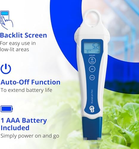 Bluelab pH Pen - ± 0.1 pH Accurate - Durable Double Junction Probe | Waterproof and Floats - Auto Temperature Compensation - Made in NZ