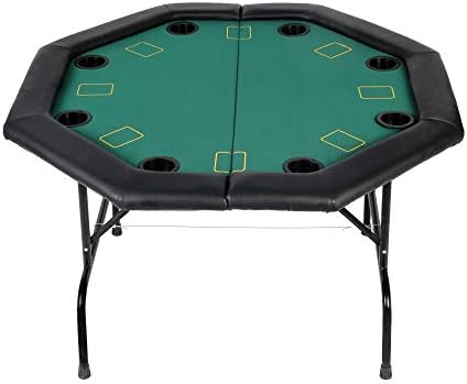 LUCKYERMORE Poker Table 8 Player 48” Octagon Folding Texas Poker Blackjack Game Table with Cup Holder