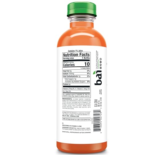 Bai Antioxidant Infused Water Beverage, Baru Blood Orange, 18 Fluid Ounce Bottle, 12 Pack