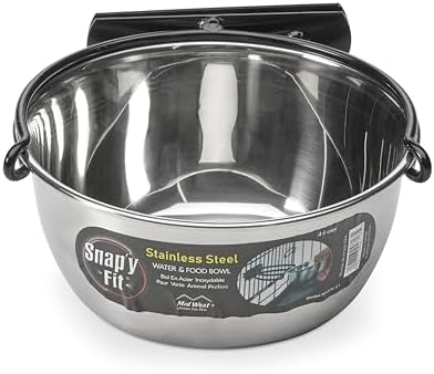 MidWest Homes for Pets Snap'y Fit Stainless Steel Food or Water Bowl, Holds 1 Quart, Mounts to Wire Crates, No-Tip Design, Rust-Resistant, for Dogs and Cats