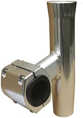 Brocraft Boat T-TOP Rod Holder/Clamp-On Rod Holder - Silver Aluminum - Horizontal Mount - Fits 1" to 2" O.D. Pipe