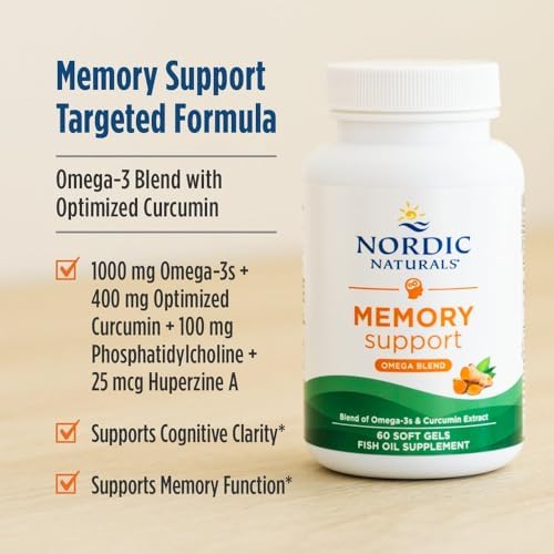 Nordic Naturals Memory Support with Curcumin - 60 Soft Gels - 1000 mg Omega-3 + 400 mg Optimized Curcumin - Memory