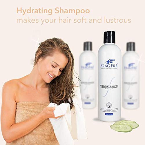 Hydrating Sensitive Skin Shampoo 12 oz - Sulfate-Free, Fragrance-Free, Paraben-Free, Color-Safe, Hypoallergenic, Mild Hair Cleanser - Gluten-Free, Vegan, Cruelty-Free, With Natural Cucumber