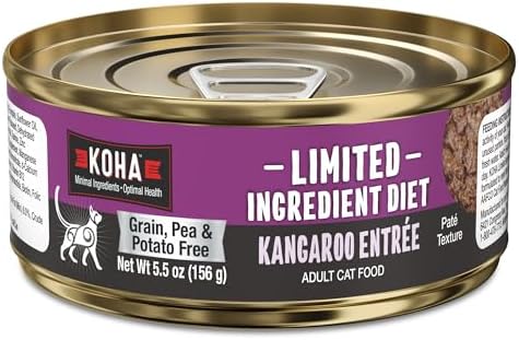 KOHA Limited Ingredient Diet Kangaroo Pate for Cats, 5.5 oz Pack of 24 | Single meat protein, sensitive stomach formula, no fillers, wet cat food, made in USA