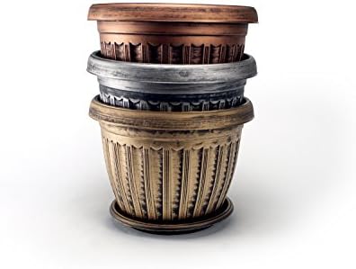 Rustic Flowerpot 10" Planter for Garden Patio Office Ornaments Home Decor Long Lasting Reusable Light Weight (Silver-S)