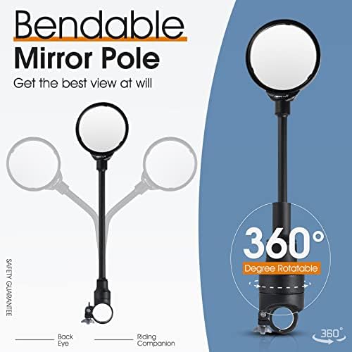 West Biking Bike Mirror Handlebar Mount, Adjustable Rotatable Bicycle Rear View Mirror, Wide Angle Acrylic Convex Safety Mirror for Mountain Road Bike