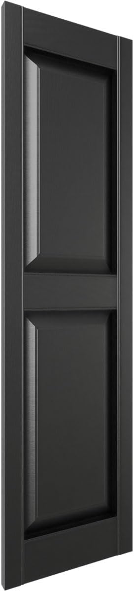 Mid America 00021247002 Standard Size Williamsburg Double Panel Vinyl Shutters, w/Installation Shutter-Lok's & Matching Screws (Per Pair), 002, 12"W x 47"H, Black