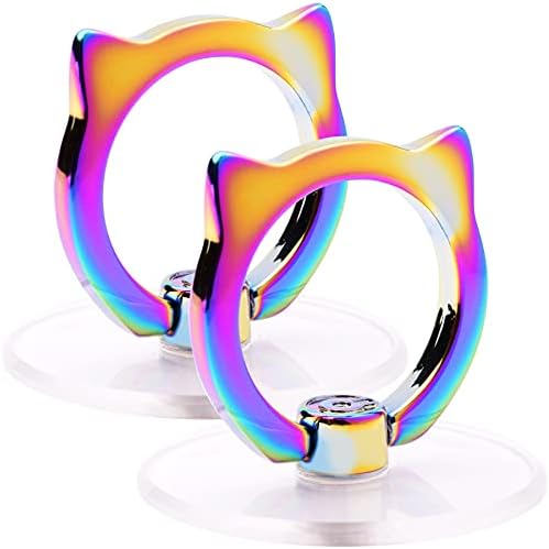 Cat Phone Ring Holder - EI Sonador Clear Cell Phone Ring Holder Transparent Stand Finger Grip (2 Black Cat)