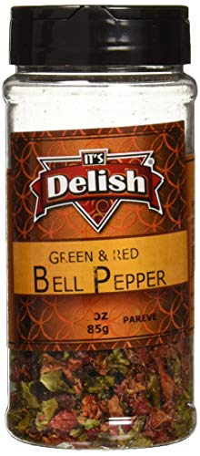 Dried Red and Green Bell Peppers Mix by It's Delish, 3 Oz. Medium Jar