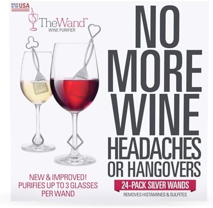 PureWine The Wand Wine Purifier, Removes Histamines & Sulfites - 8 Wands | Wine Wand Filters Before You Drink; Remove Sulfites & Histamines; Helps Wine Allergies & Headaches. Purifies 3 glasses/wand