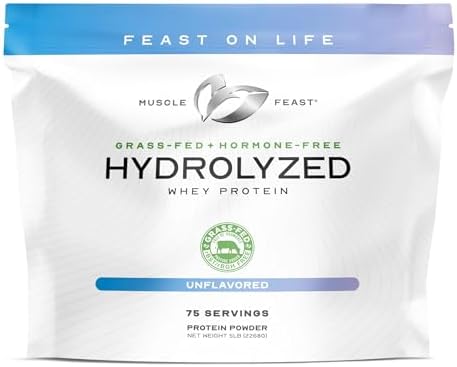 Muscle Feast Grass Fed Hydrolyzed Whey Protein Powder, Chocolate (2lb) | All Natural Hormone-Free, Hydro Whey Powder for Men and Women, Clean, Non-GMO, Delicious Hydrolyzed Protein Powder