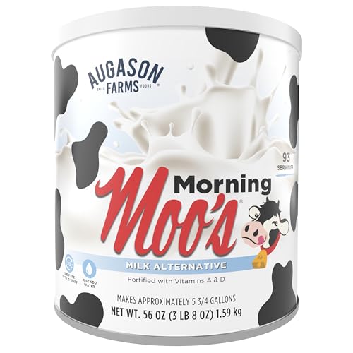 Augason Farms Morning Moo's Milk Alternative Can | 93 Servings, 20 Year Shelf Life, Certified Gluten Free
