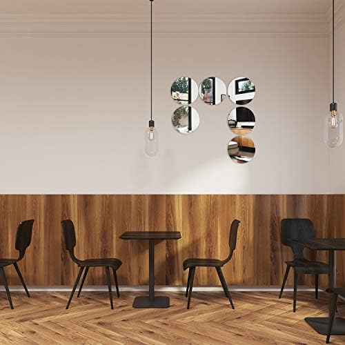 Aneco Acrylic Round Mirrors Non Glass Round Mirror Plate Self Adhesive Mirror Stickers for Home Wall Decor or Wedding Table Centerpiece