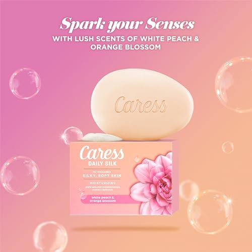 Caress Beauty Bar Soap For Noticeably Silky Soft Skin Daily Silk Extract and Floral Oil Essence 3.15 oz 3 Bars