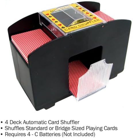 Automatic Card Shuffler – Battery-Operated 4-Deck Playing Card Dispenser – For Game Night and Casino Game Accessories by Trademark Poker