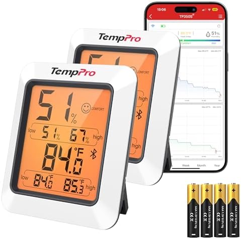 TempPro TP50 Digital Hygrometer Indoor Thermometer Room Thermometer | Humidity Meter Humidity Gauge with Temperature Humidity Monitor for House Office Celler Greenhouse RV (Previously ThermoPro)