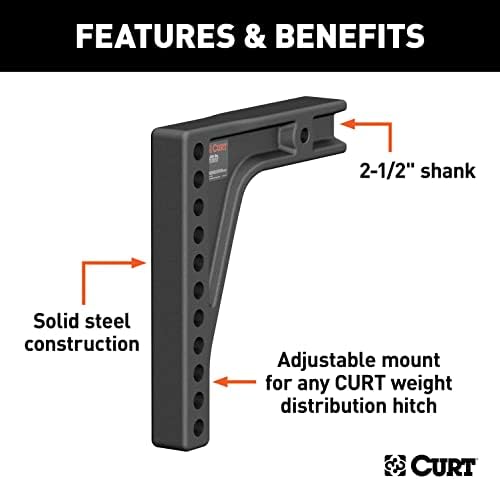 Curt Manufacturing 17132 Weight Distribution Hitch Replacement Shank (fits 2-1/2" Receiver, 8" Drop)