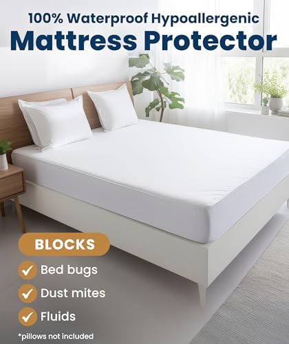 Everlasting Comfort Premium Queen Size Mattress Protector - Waterproof & Hypoallergenic, Noiseless Design, Washable Cover, 18" Deep Pocket, Bed Bug & Dust Mite Proof Cover for Sleep Hygiene
