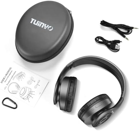 TUINYO Wireless Headphones Over Ear, Bluetooth Headphones with Microphone, Foldable Stereo Wireless Headsetfor Travel Work TV PC Cellphone-Purple
